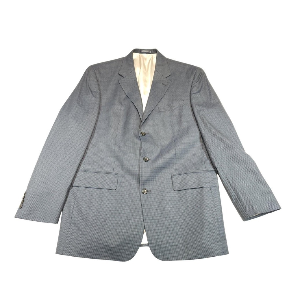 Nautica Suit Jacket Mens 42L Gray Check Wool 3 Button Blazer‎ Long Vented